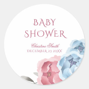 Sticker Rond Chaussure d'hiver Floral Aquarelle Baby shower cla