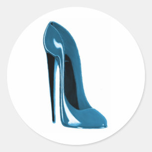 Sticker Rond chaussure en stiletto bleu clair