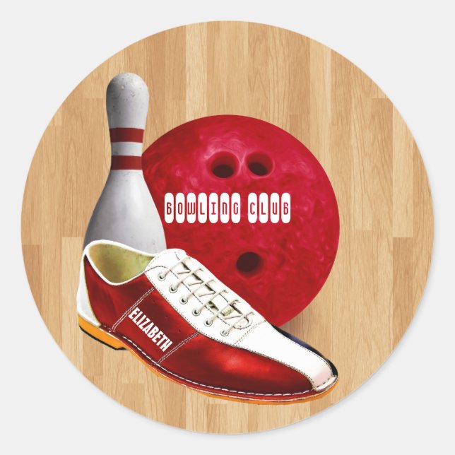 Sticker Rond Chaussure Et Épingle De Boule Avec Votre Nom Perso (Devant)