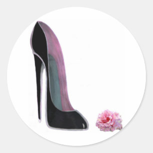 Sticker Rond Chaussure et Rose Black Stiletto