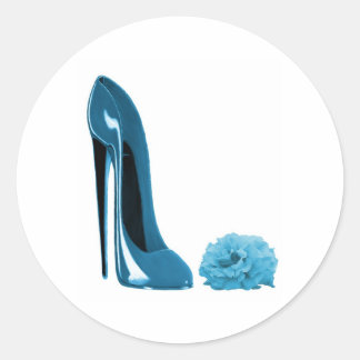 Sticker Rond Chaussure et Rose Periwinkle Blue Stiletto
