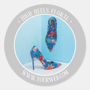Sticker Rond Chaussures à talons hauts gris argenté promotion d