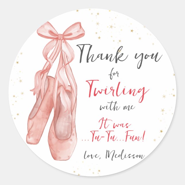 Sticker Rond Chaussures Ballerina Pink Ballet pour (Devant)