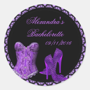 Sticker Rond Chaussures Corset en Dentelle Violette pour Enterr