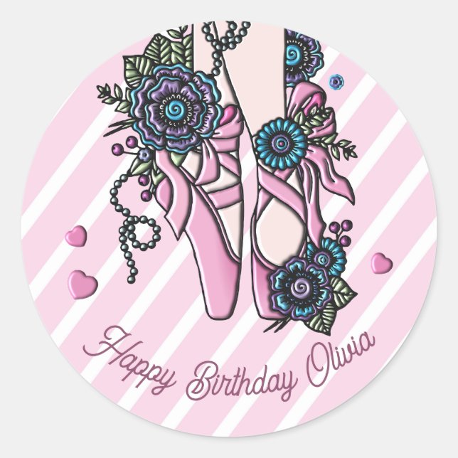 Sticker Rond Chaussures de ballet personnalisées (Devant)
