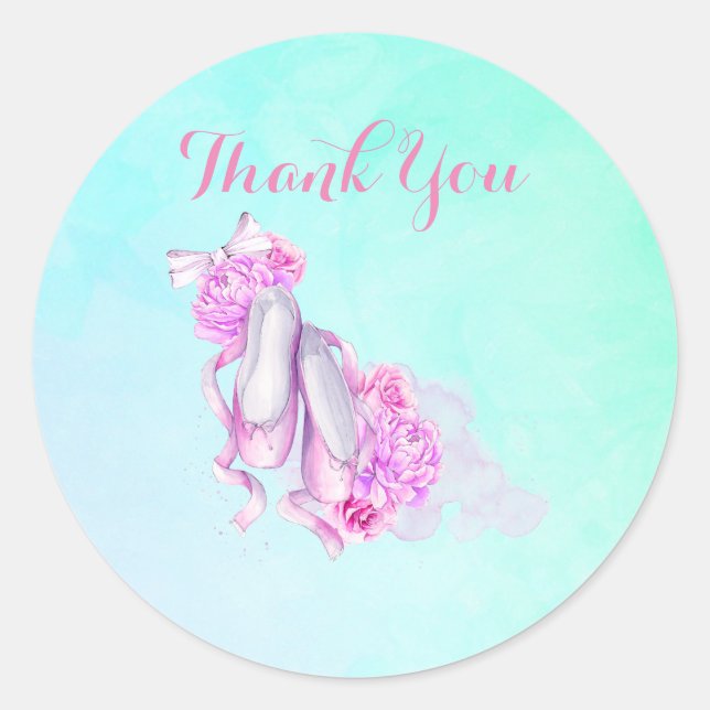 Sticker Rond Chaussures de ballet rose Aquarelle Merci (Devant)
