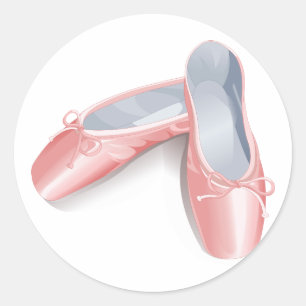 Sticker Rond Chaussures de ballet roses élégantes, chaussures d