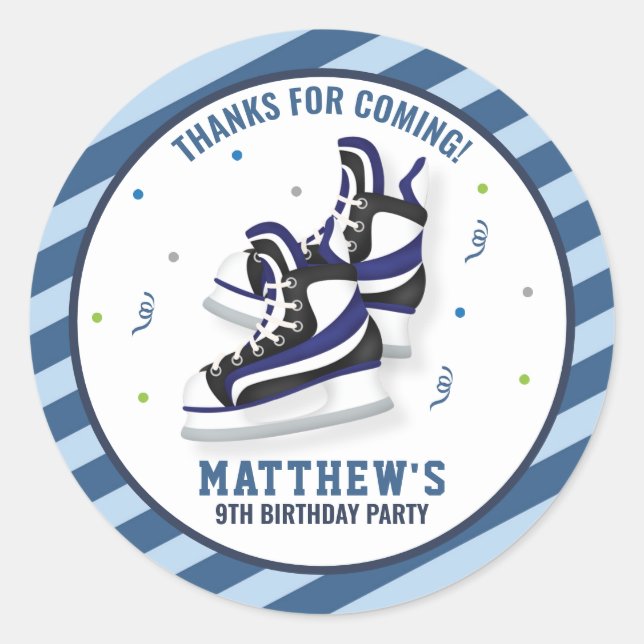 Sticker Rond Chaussures de patinage sur glace Anniversaire Merc (Devant)
