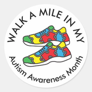 Sticker Rond Chaussures de promenade de mois de sensibilisation