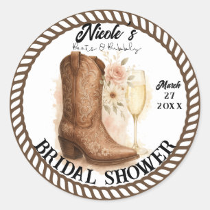 Sticker Rond Chaussures et bulles Country Western Boot Shower d