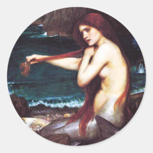 Sticker Rond Chaussures Mermaid de John William Waterhouse