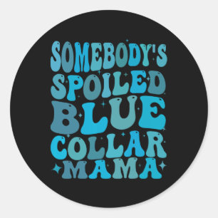 Sticker Rond Chaussures Spock Col Bleu Maman Super Maman Mère