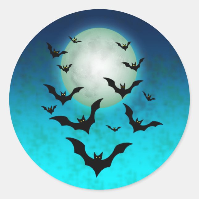 Sticker Rond Chauve-souris d'Halloween avec lune (Devant)