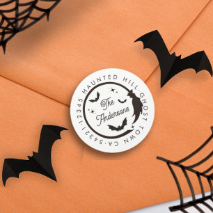 Sticker Rond Chauve-souris Halloween Éffrayant   BLANCHE