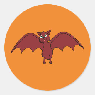 Sticker Rond Chauve volante Halloween en rouge Vampire