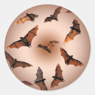 Sticker Rond Chauves-souris éffrayantes d'Halloween (renards vo