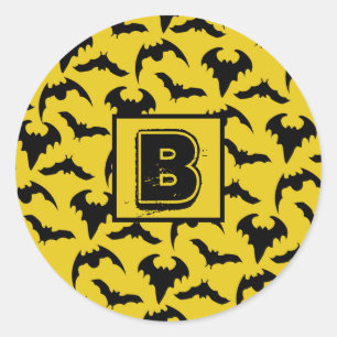Sticker Rond Chauves-souris jaunes et noires Halloween