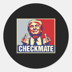 Sticker Rond Checkmate Funny Trump 2024 Campagne présidentielle