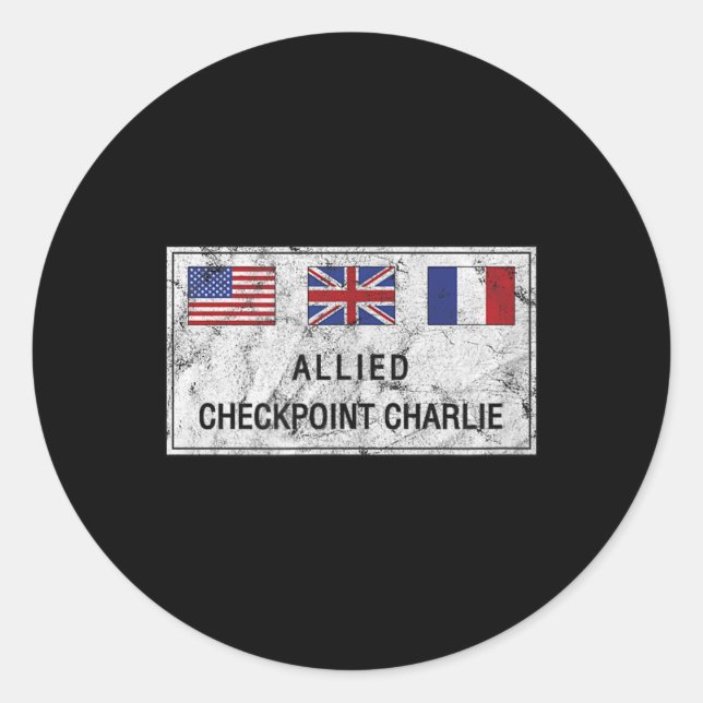 Sticker Rond Checkpoint Charlie Guerre froide Berlin Mur Est Al (Devant)