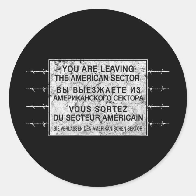 Sticker Rond Checkpoint Charlie Guerre froide Berlin Mur Est Al (Devant)