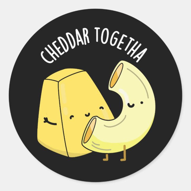 Sticker Rond Cheddar Ensemble Funny Food Pun Dark BG (Devant)