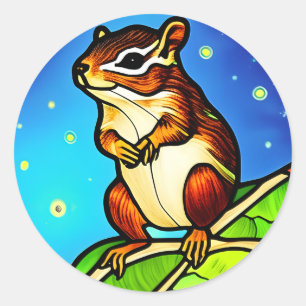 Sticker Rond Cheeky, Jouant Chipmunk Pal