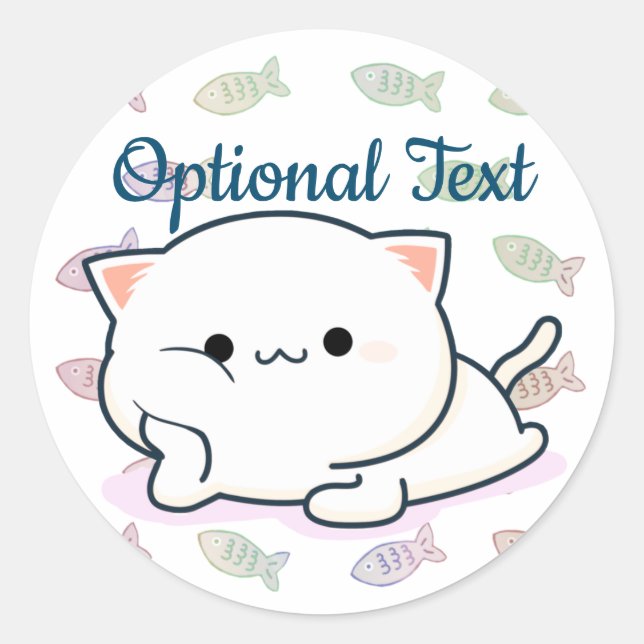 Sticker Rond Cheeky Kawaii Style Kitten (Devant)
