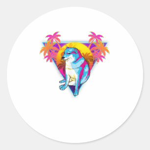 Sticker Rond Cheems Chien Funny Shiba Inu Dank Mème 80s Retro