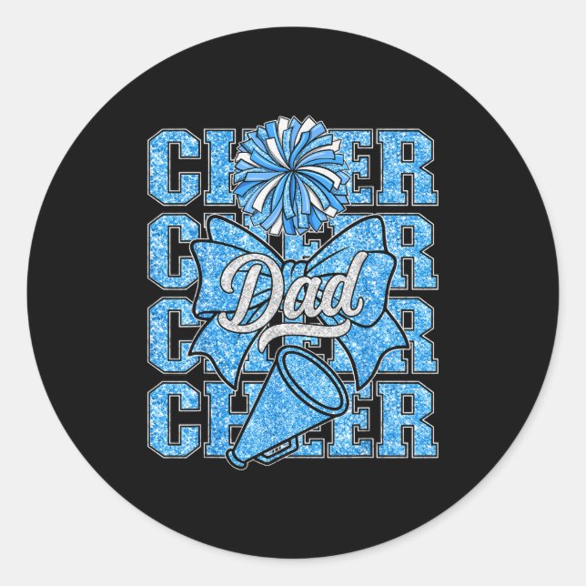 Sticker Rond Cheer Dad Daddy Bow Srt Cheerleader Cheerleading B (Devant)