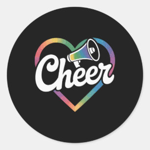Sticker Rond Cheer Heart Cheerleading Drôle Cheerleader