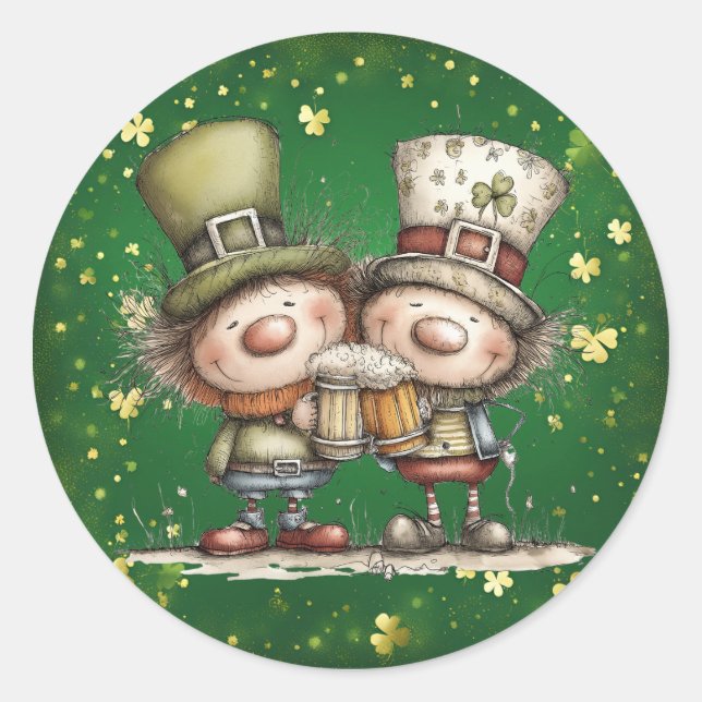 Sticker Rond Cheerful St. Patrick’s Day Party Illustration (Devant)