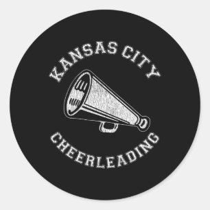 Sticker Rond Cheerleader Kansas City Cheer Distressed Retro 90'