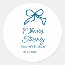 Cheers twenty blue birthday bow name date boho ret
