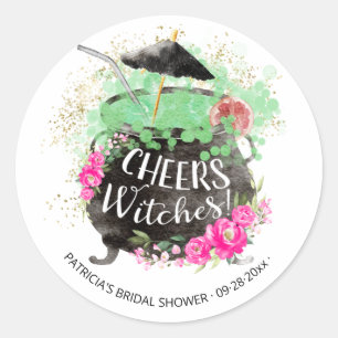 Sticker Rond Cheers Witches Cocktail Halloween Fête des mariées