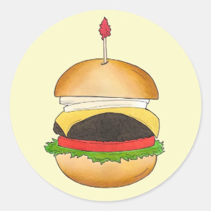 Sticker Rond Cheese Burger Cheeseburger BBQ Barbecue Cuisine