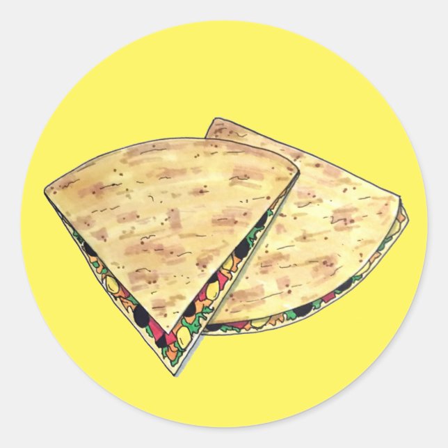 Sticker Rond Cheese Quesadillas Mexicain Apéritif Queso (Devant)