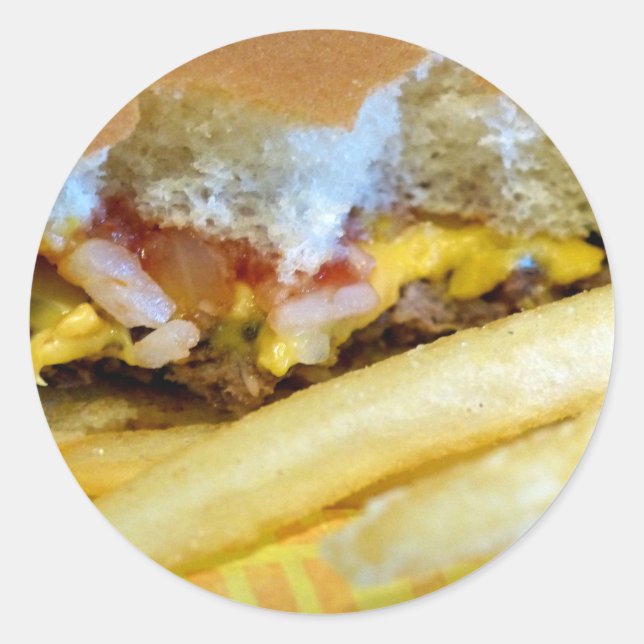 Sticker Rond Cheeseburger et Fries (Devant)