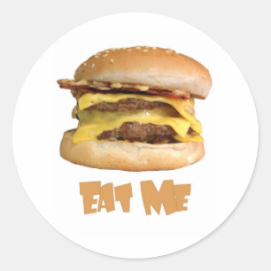 Sticker Rond Cheeseburger - Mangez-moi