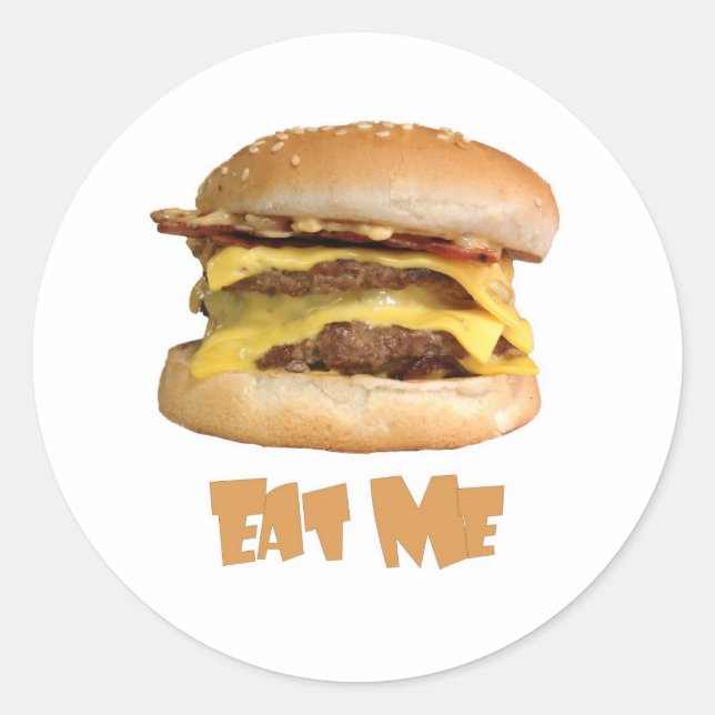 Sticker Rond Cheeseburger - Mangez-moi (Devant)