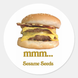 Sticker Rond cheeseburger - mmm...graines de sésame