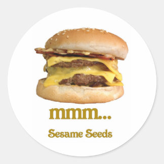 Sticker Rond cheeseburger - mmm...graines de sésame