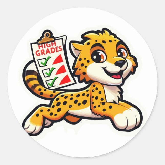 Sticker Rond Cheetah de haute réalisatrice - Motivateur de reto (Devant)