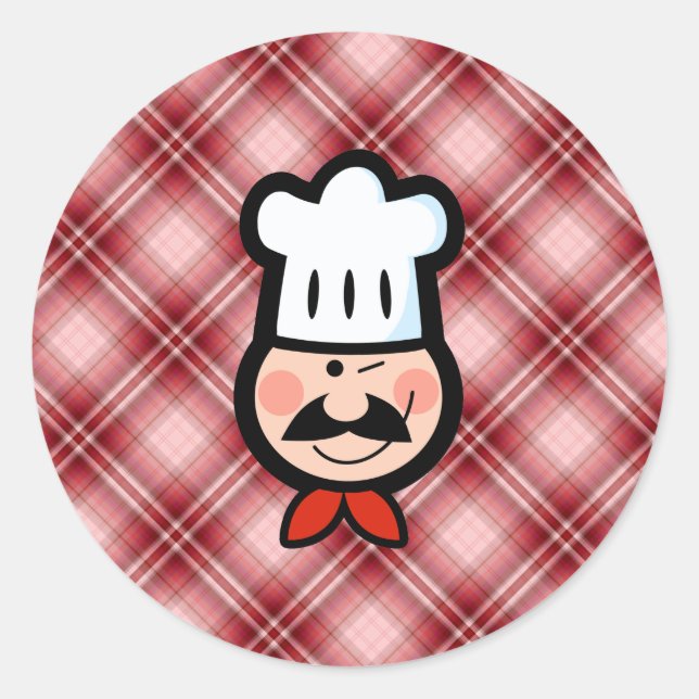 Sticker Rond Chef à plaid rouge (Devant)