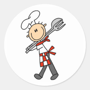 Sticker Rond Chef avec des pinces StickersS de salade
