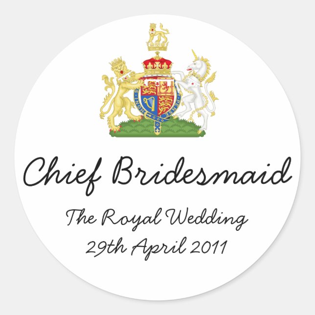 Sticker Rond Chef Bridesmaid - amusement Royal mariage souvenir (Devant)