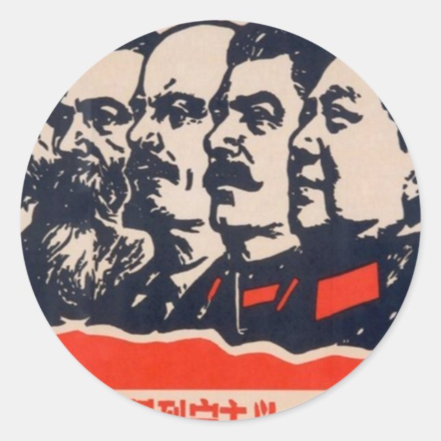 Sticker Rond Chef communiste de propagande Mao Stalin (Devant)