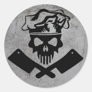 Sticker Rond Chef Crâne et Cleavers