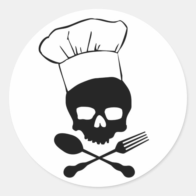 Sticker Rond Chef crâne et os croisés (Devant)