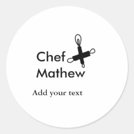 Sticker Rond Chef cuisinier ajouter nom texte hommes cuisine bo