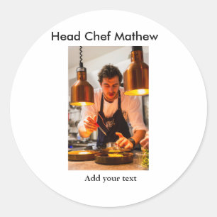 Sticker Rond Chef cuisinier ajouter nom texte hommes cuisine bo